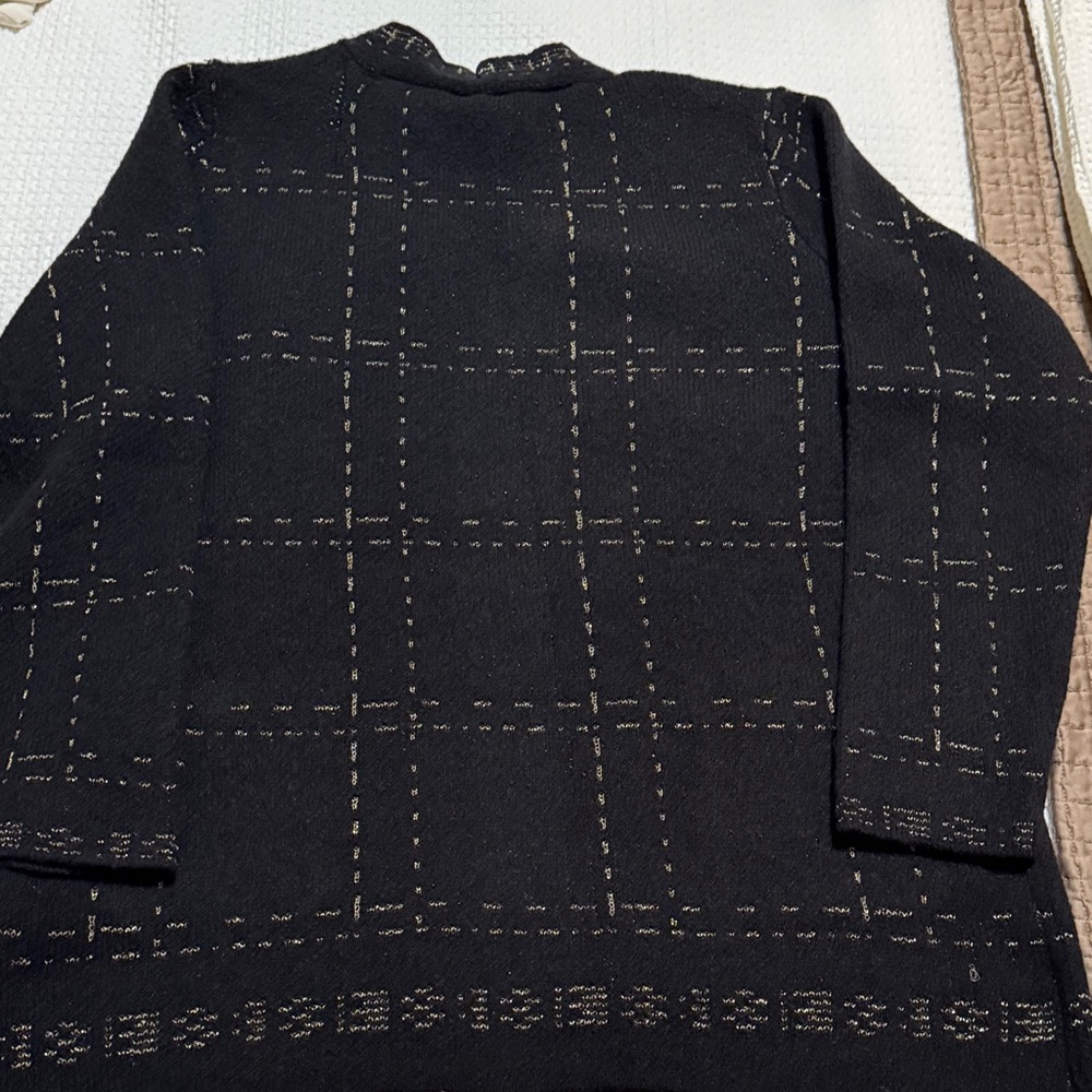 Agb Black Grid Pattern Lightweight Sweater Blazer… - image 3